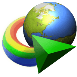 โลโก้ Internet Download Manager รูปลูกศรชี้ลงสีเขียวบนพื้นวงกลม