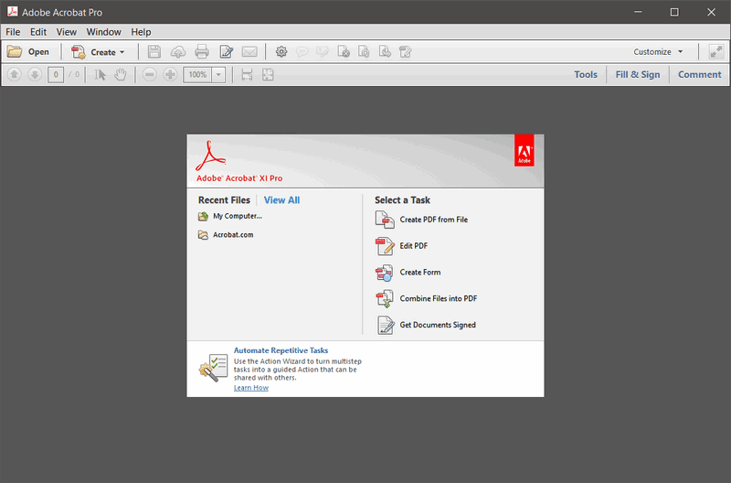Adobe Acrobat XI Pro 11.0.23 ภาพหน้าจอโปรแกรม Adobe Acrobat XI Pro 11.0.23
