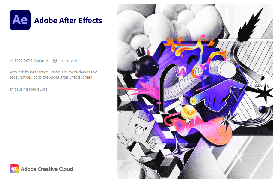 Adobe After Effects 2024 v24.6.8 หน้าจอการใช้งานของโปรแกรม Adobe After Effects 2024 v24.6.8