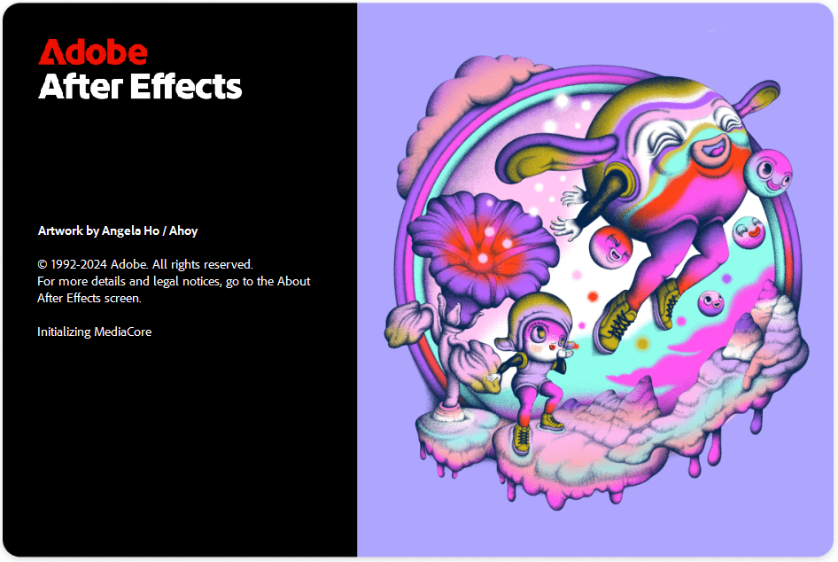 หน้าจอการใช้งานของโปรแกรม Adobe After Effects 2025 v25.6.5