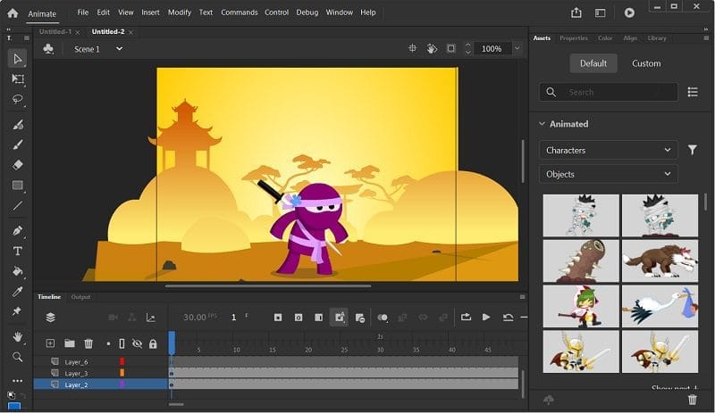 ภาพประกอบการใช้งานโปรแกรม Adobe Animate 2022 ลำดับที่ 3