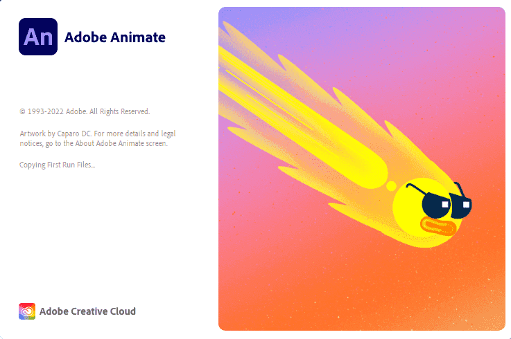 หน้าจอการใช้งานของโปรแกรม Adobe Animate 2023 v23.0.16
