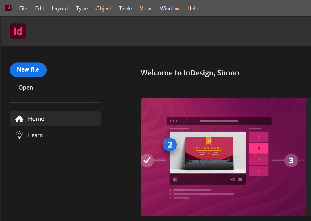 Adobe InDesign 2026 v21.5.1 หน้าจอการใช้งานของโปรแกรม Adobe InDesign 2026 v21.5.1