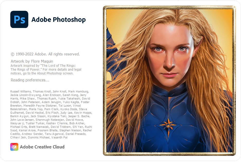 ภาพหน้าจอโปรแกรม Adobe Photoshop 2022