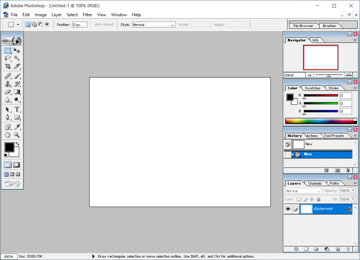 ภาพหน้าจอโปรแกรม Adobe Photoshop 7.0