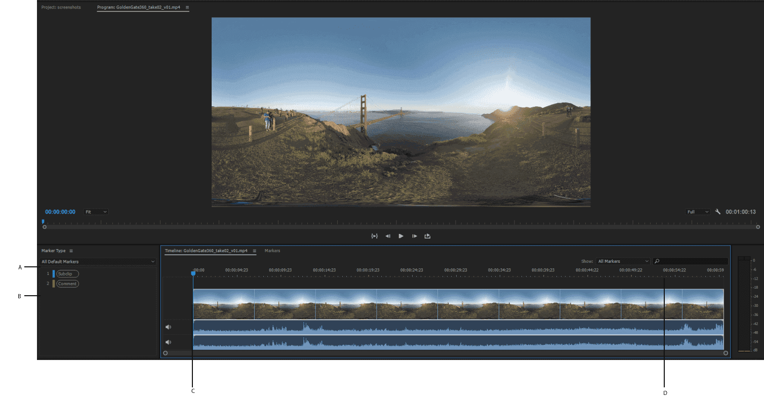 หน้าจอการใช้งานของโปรแกรม Adobe Prelude 2022