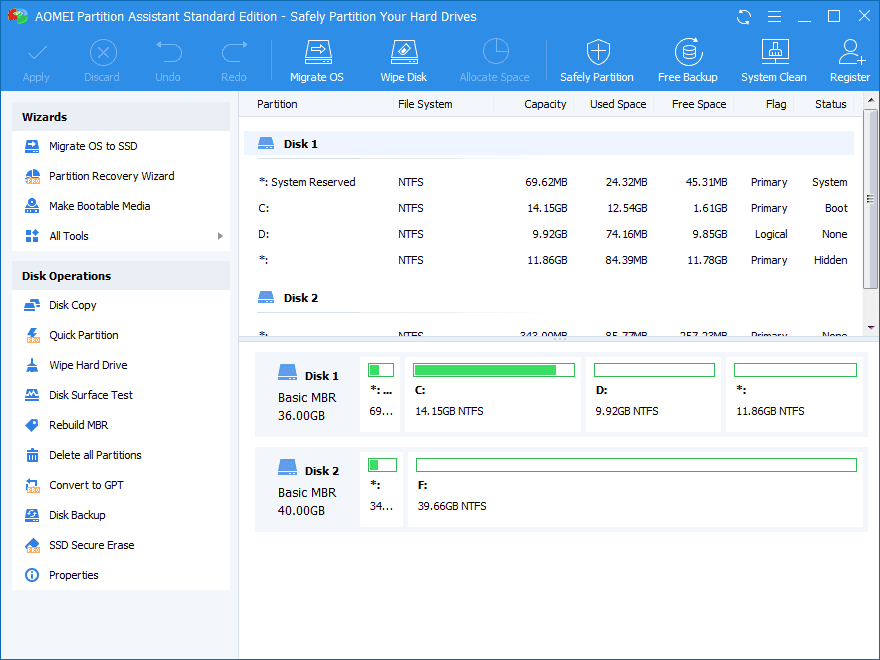 ภาพประกอบการใช้งานโปรแกรม AOMEI Partition Assistant 10.11.0 ลำดับที่ 2