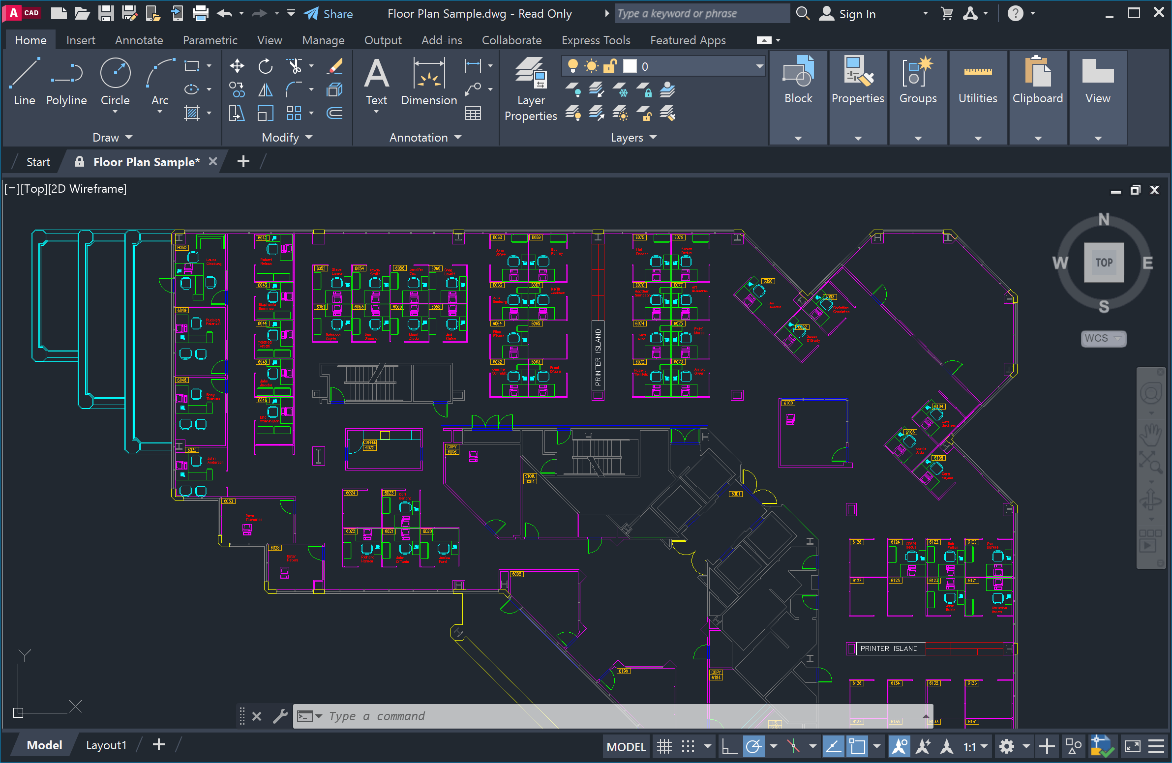 หน้าจอการใช้งานของโปรแกรม Autodesk AutoCAD 2023.1.8