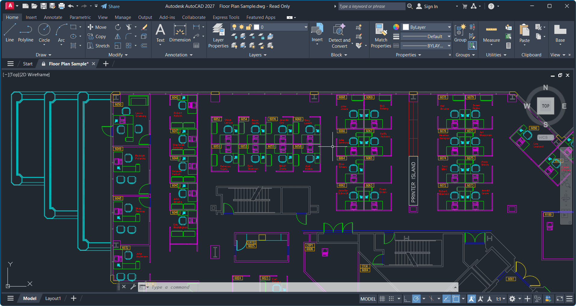 หน้าจอการใช้งานของโปรแกรม Autodesk AutoCAD 2027