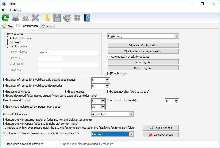 หน้าจอการใช้งานของโปรแกรม Bulk Image Downloader 6.65