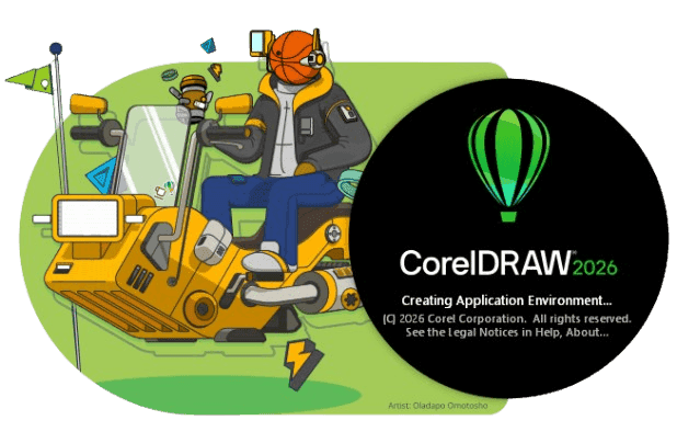หน้าจอการใช้งานของโปรแกรม CorelDRAW 2026 v27.1.0.129