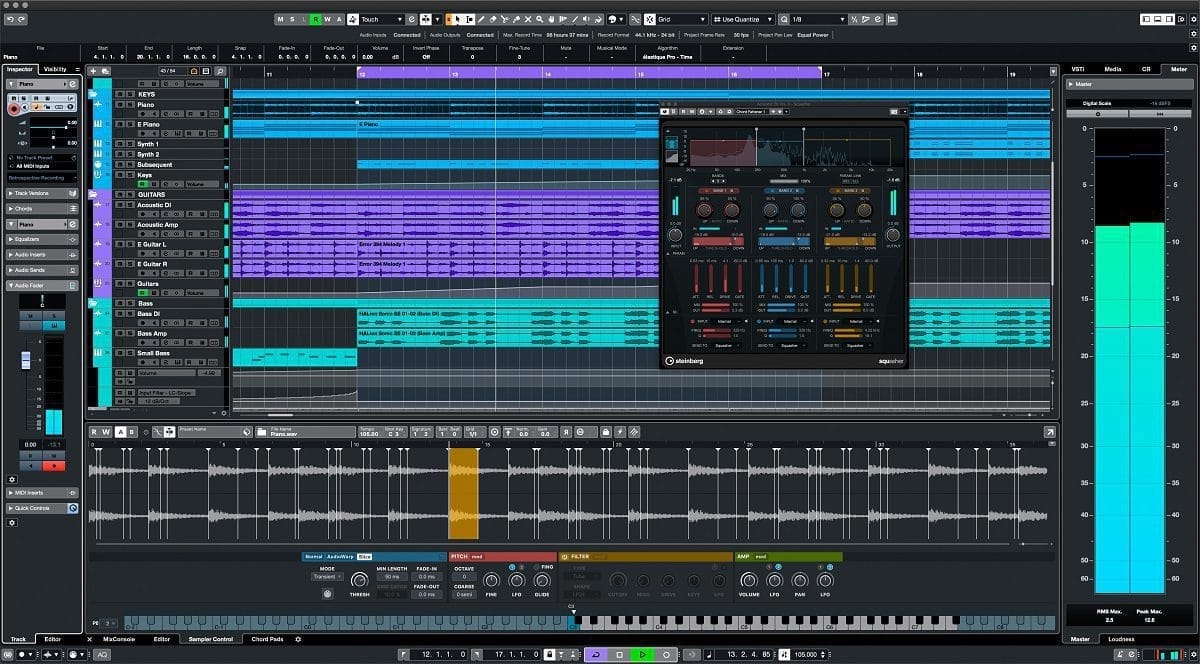 หน้าจอการใช้งานของโปรแกรม Cubase Pro 15.0.30 / 14.0.41