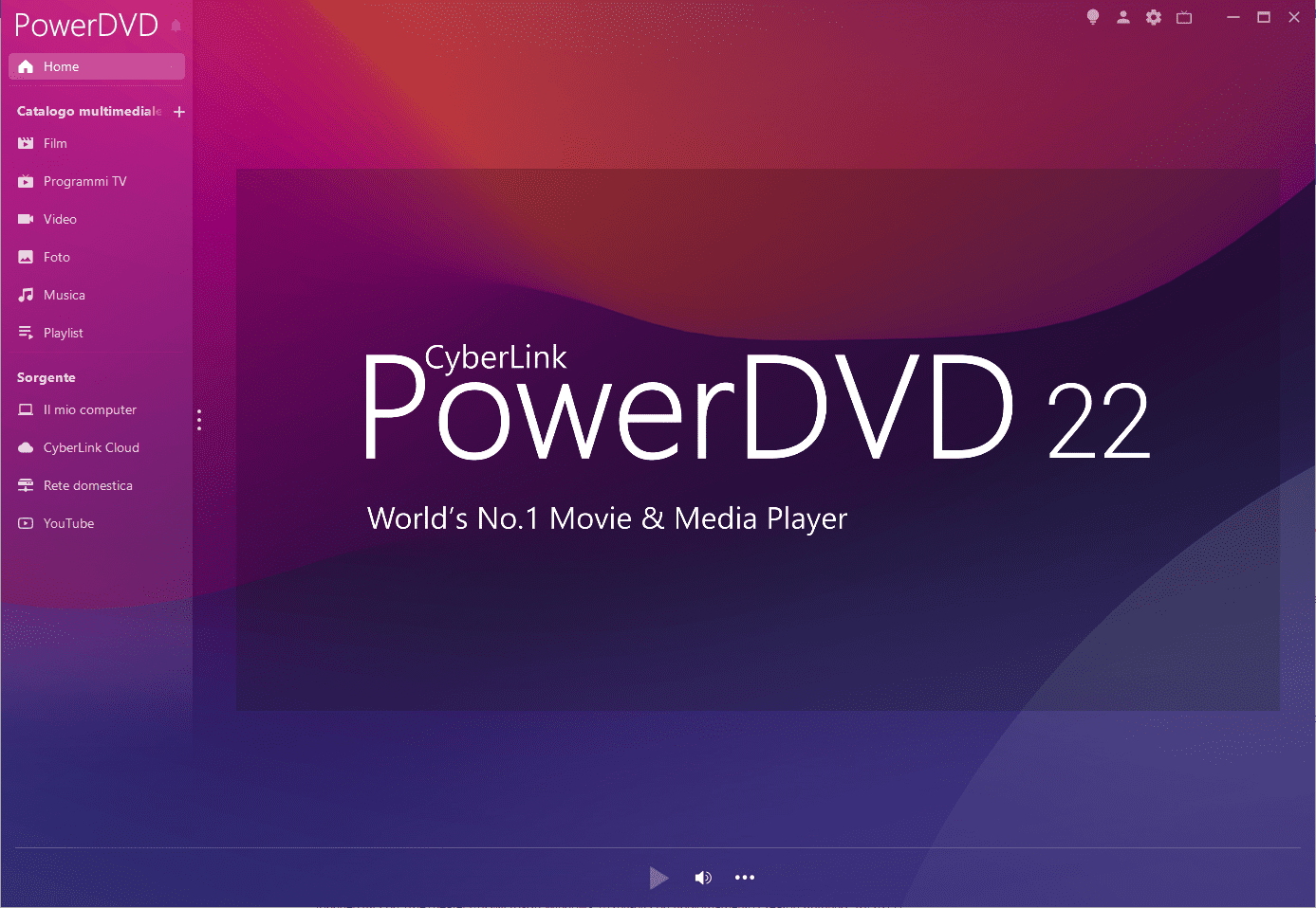 หน้าจอการใช้งานของโปรแกรม CyberLink PowerDVD 22.0.3530.62 (Full)