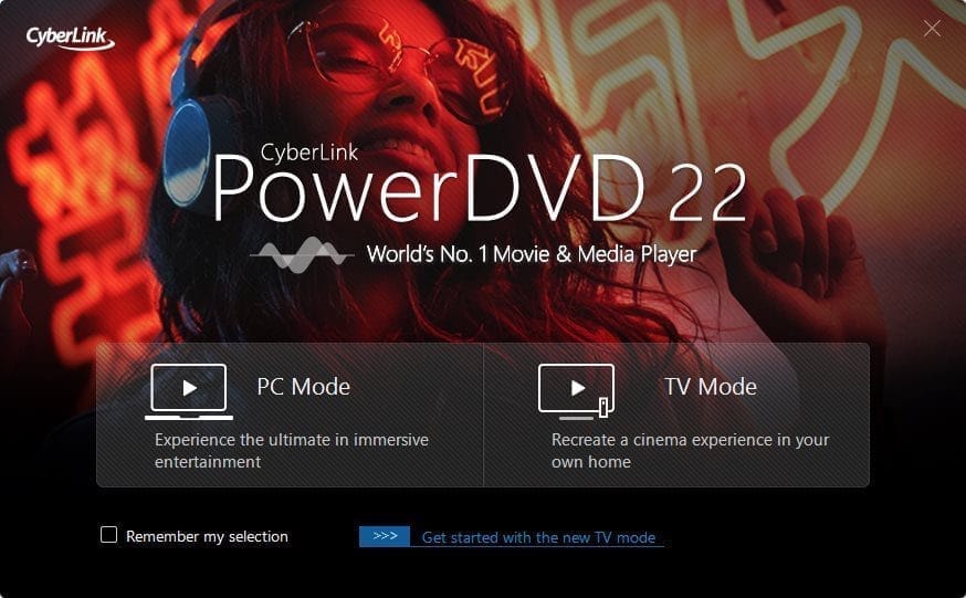 หน้าจอการใช้งานของโปรแกรม CyberLink PowerDVD 22.0.3530.62 (Full)
