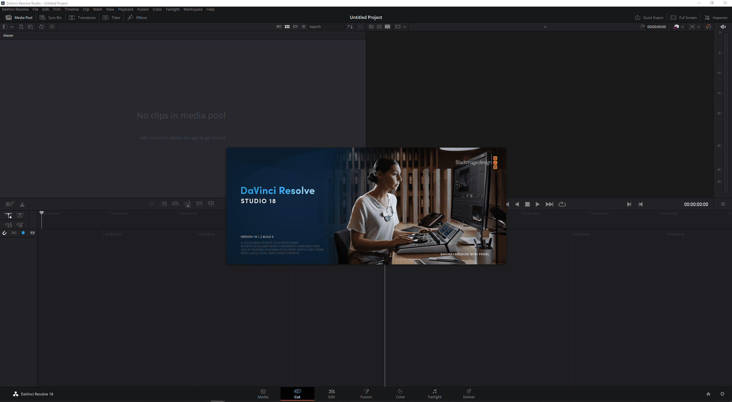 หน้าจอการใช้งานของโปรแกรม DaVinci Resolve Studio 18.6.6 (Full)