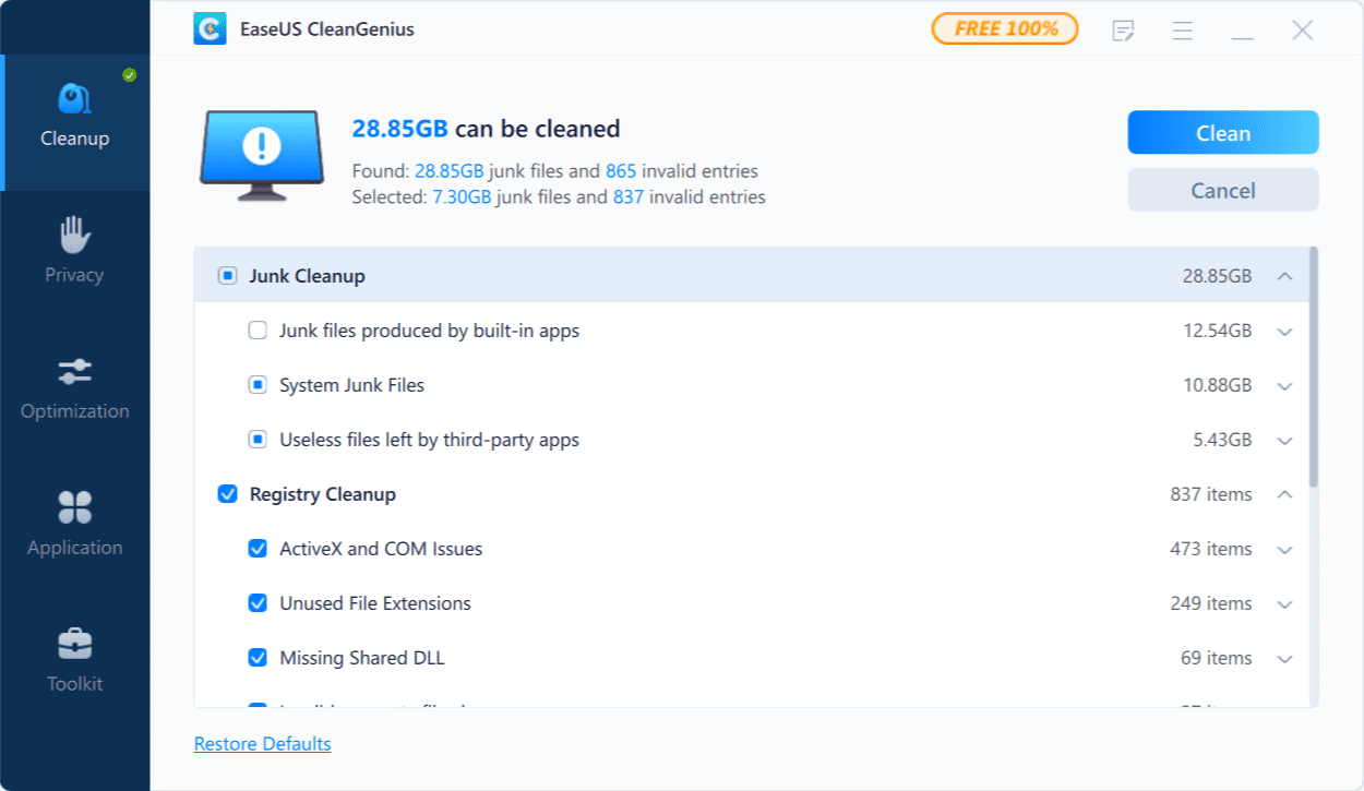 ภาพประกอบการใช้งานโปรแกรม EaseUS CleanGenius v3.0.4.0 Free – An extremely effective junk file re ลำดับที่ 4