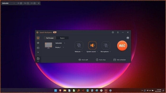 หน้าจอการใช้งานของโปรแกรม EaseUS RecExperts Pro 4.0.3