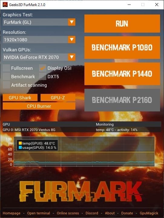 ภาพประกอบการใช้งานโปรแกรม FurMark 2.10.2.0 / 1.39.3.0 ลำดับที่ 3