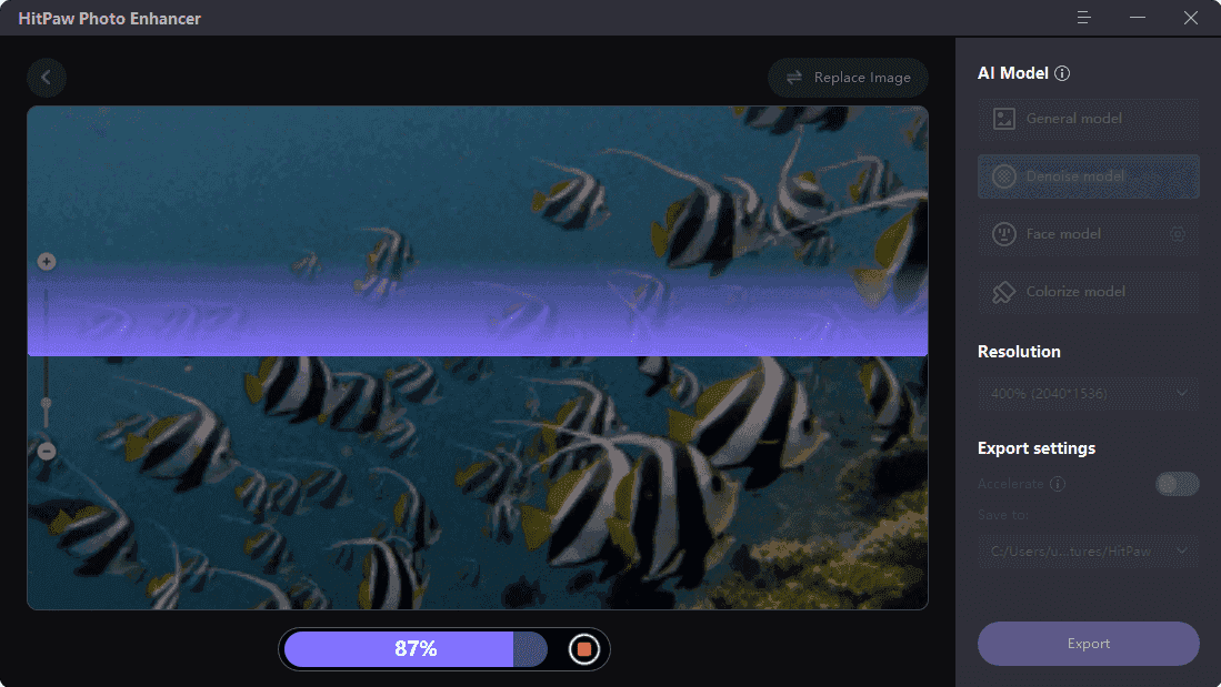 หน้าจอการใช้งานของโปรแกรม HitPaw Photo Enhancer 2.1.0 (Full)