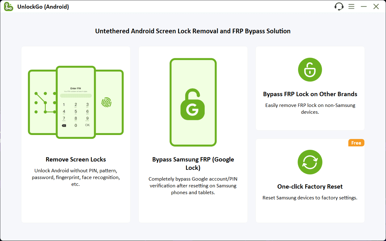 หน้าจอการใช้งานของโปรแกรม iToolab UnlockGo (Android) 7.10.0