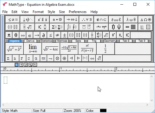 ภาพประกอบการใช้งานโปรแกรม MathType 7.12.2.466 ลำดับที่ 2