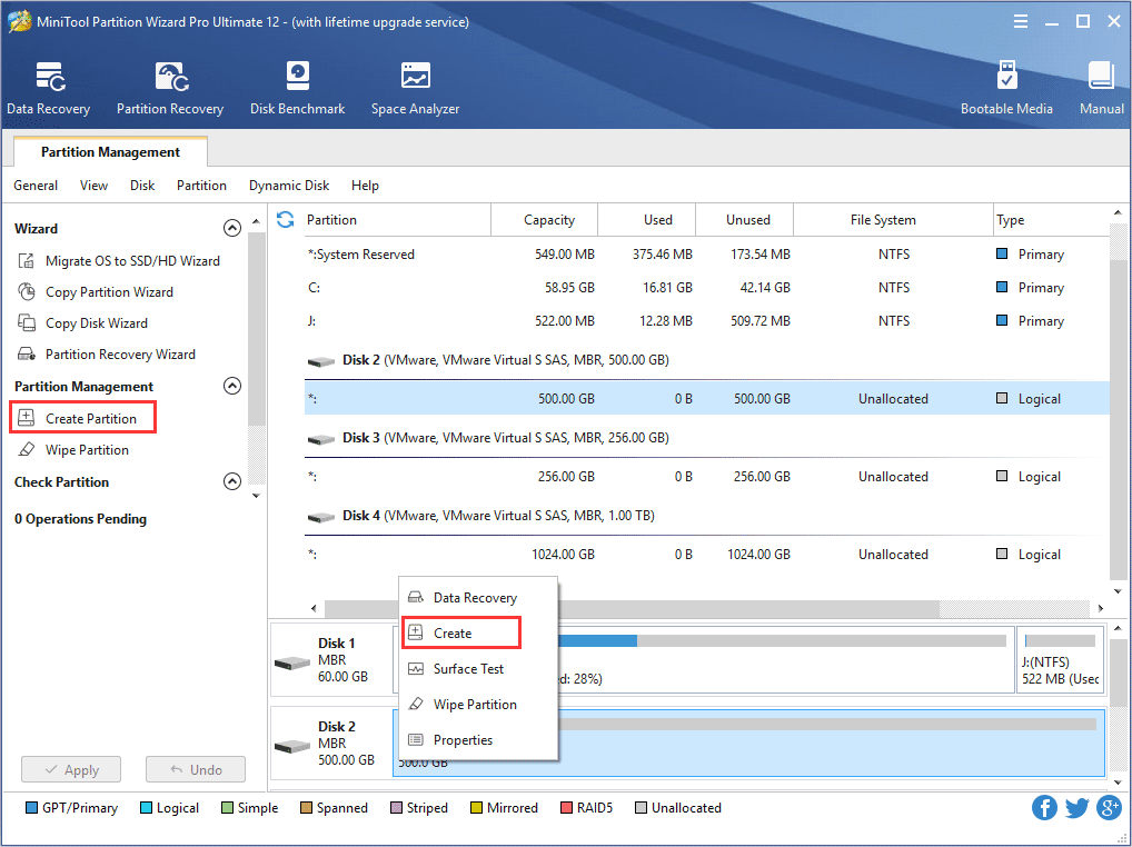 ภาพประกอบการใช้งานโปรแกรม MiniTool Partition Wizard 13.9 ลำดับที่ 2