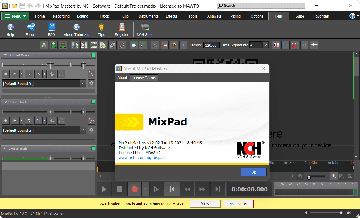 ภาพประกอบการใช้งานโปรแกรม MixPad Multitrack Mixer 14.18 ลำดับที่ 3