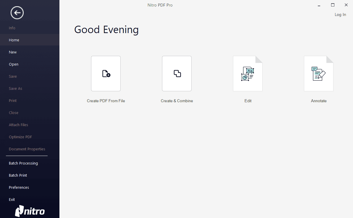 หน้าจอการใช้งานของโปรแกรม Nitro PDF Pro 26.1.6