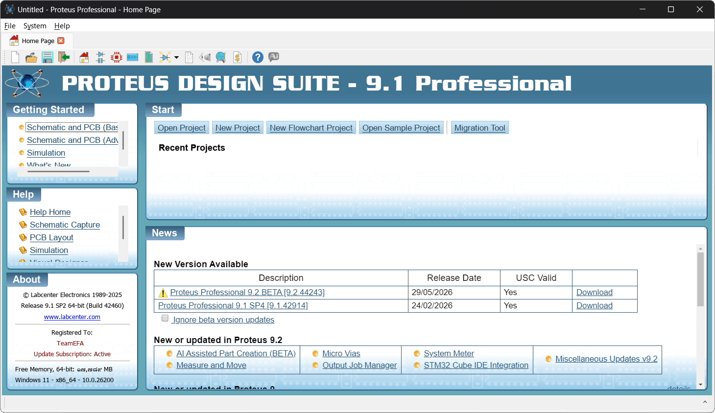 หน้าจอการใช้งานของโปรแกรม Proteus Pro 9.1 SP2