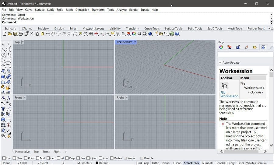 ภาพประกอบการใช้งานโปรแกรม Rhinoceros 3D 8.34 ลำดับที่ 2