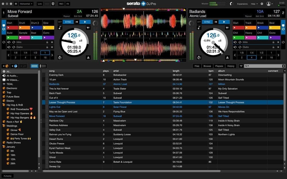 หน้าจอการใช้งานของโปรแกรม Serato DJ Pro Suite 4.0.9