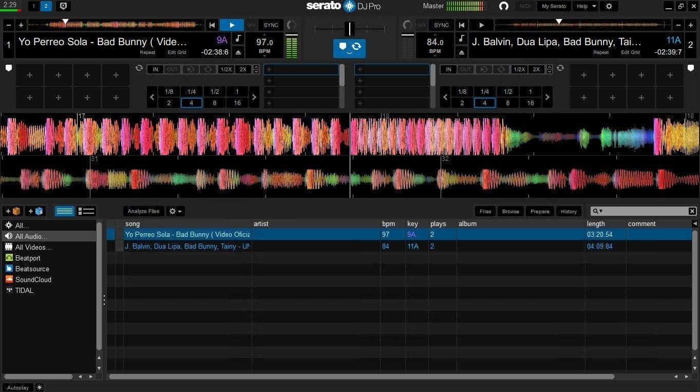 หน้าจอการใช้งานของโปรแกรม Serato DJ Pro Suite 4.0.9