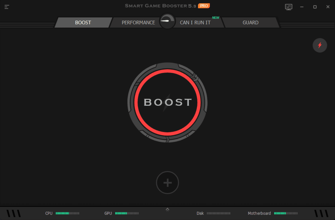 หน้าจอการใช้งานของโปรแกรม Smart Game Booster Pro 5.3.1.692