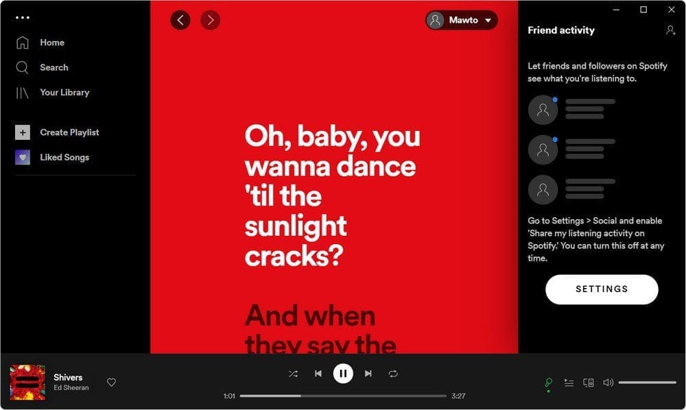 หน้าจอการใช้งานของโปรแกรม Spotify Premium 1.2.96.515