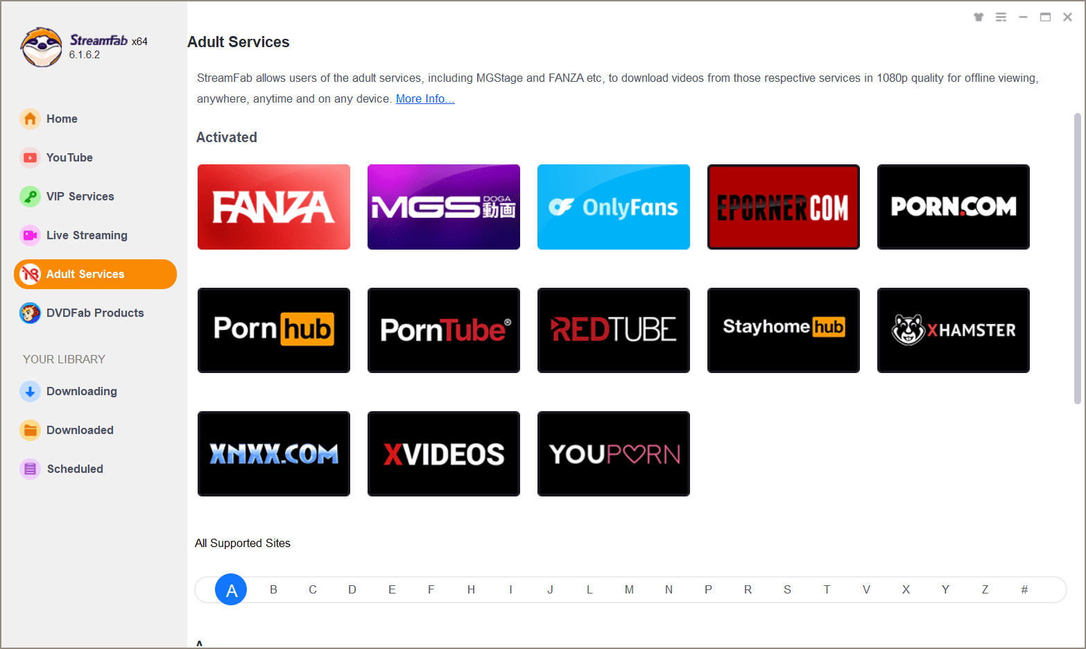 หน้าจอการใช้งานของโปรแกรม StreamFab 6.2.0.1