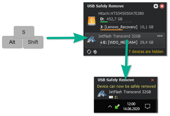ภาพประกอบการใช้งานโปรแกรม USB Safely Remove 7.2.1.1330 ลำดับที่ 2