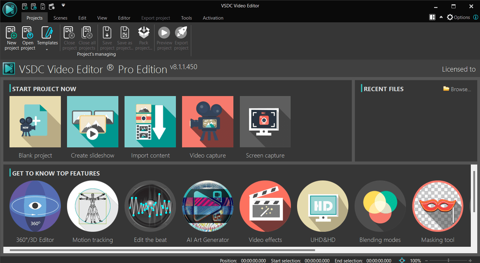 หน้าจอการใช้งานของโปรแกรม VSDC Video Editor Pro 9.1.1.516 (Full)