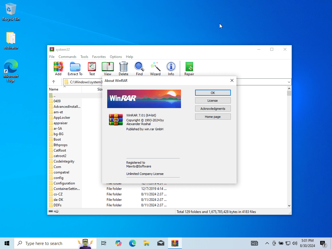 หน้าจอการใช้งานของโปรแกรม Windows 10 Home 22H2