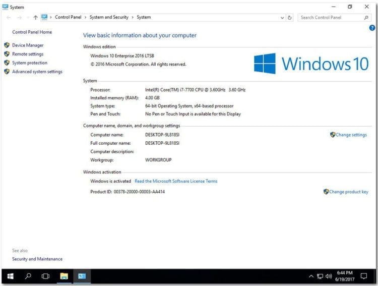 ภาพประกอบการใช้งานโปรแกรม Windows 10 Enterprise LTSC 2019 (Full) ISO ลำดับที่ 2