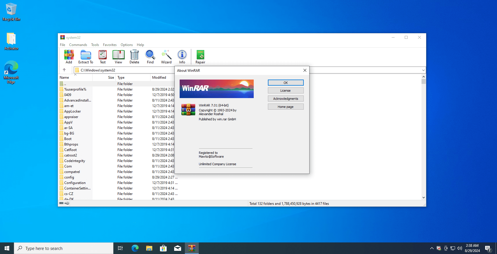 หน้าจอการใช้งานของโปรแกรม Windows 10 Pro 22H2