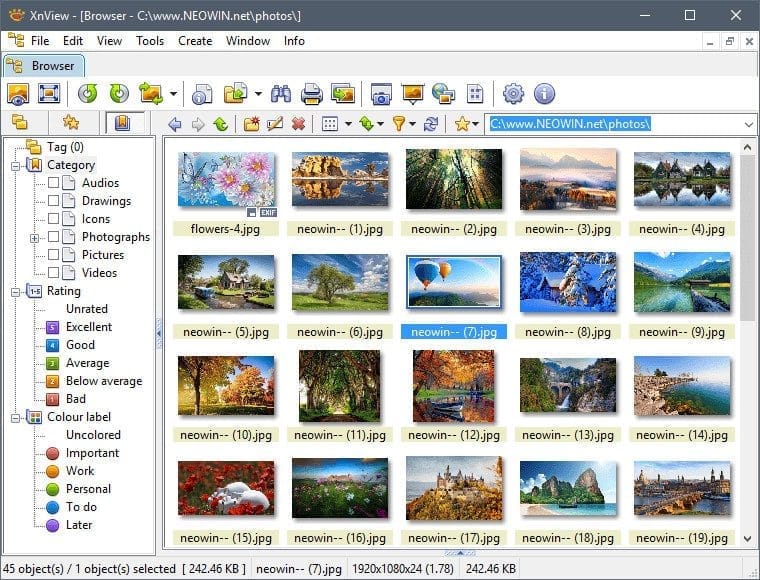 หน้าจอการใช้งานของโปรแกรม XnView 2.52.5 Complete